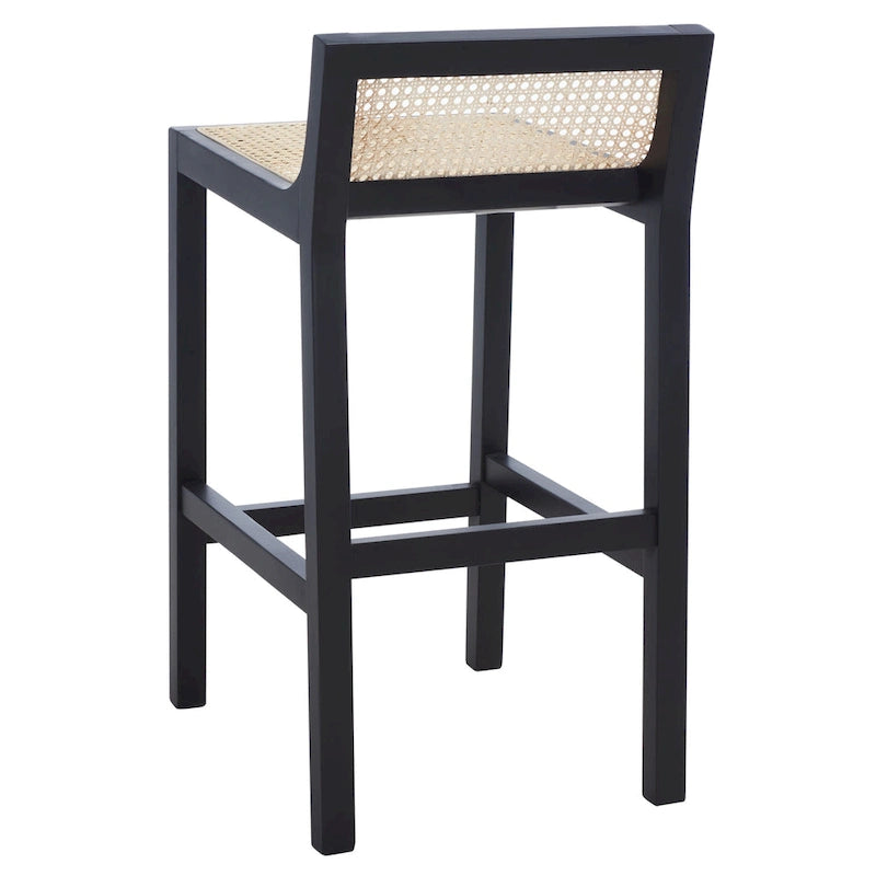 Tabouret de bar SAFAVIEH Carry à dossier bas en rotin - 40,6 cm L x 48,3 cm P x 78,7 cm H