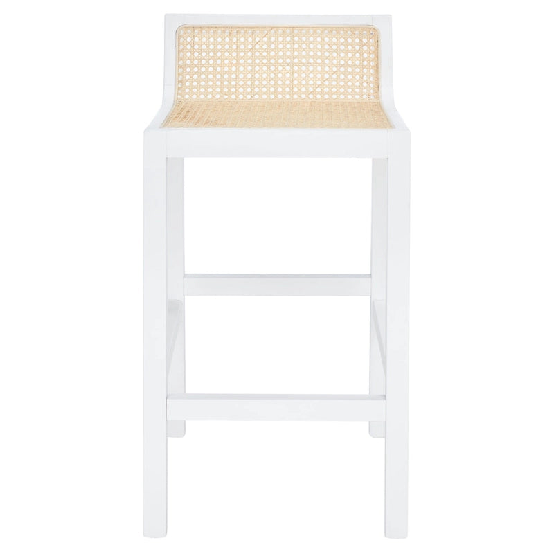 Tabouret de bar SAFAVIEH Carry à dossier bas en rotin - 40,6 cm L x 48,3 cm P x 78,7 cm H