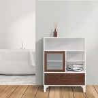 Teamson Home Tyler Modern Wooden Floor Storage Cabinet, Walnut and White