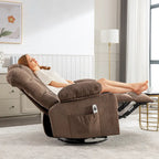 Fauteuil à bascule massant inclinable pour adultes, grand format, avec 2 porte-gobelets, port de charge USB et fonction de massage manuel.