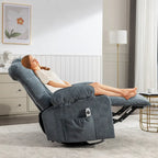 Fauteuil à bascule massant inclinable pour adultes, grand format, avec 2 porte-gobelets, port de charge USB et fonction de massage manuel.