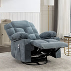 Fauteuil à bascule massant inclinable pour adultes, grand format, avec 2 porte-gobelets, port de charge USB et fonction de massage manuel.