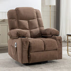 Fauteuil à bascule massant inclinable pour adultes, grand format, avec 2 porte-gobelets, port de charge USB et fonction de massage manuel.