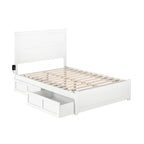 Lit double NoHo avec pied de lit et 2 tiroirs, blanc