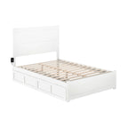 Lit double NoHo avec pied de lit et 2 tiroirs, blanc