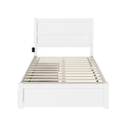 Lit double NoHo avec pied de lit et 2 tiroirs, blanc