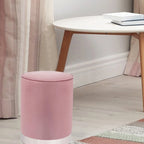 Pouf ottoman rond capitonné en velours Adeco, finitions argentées