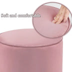 Pouf ottoman rond capitonné en velours Adeco, finitions argentées