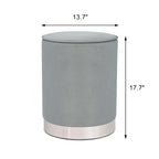 Pouf ottoman rond capitonné en velours Adeco, finitions argentées