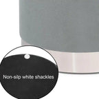Pouf ottoman rond capitonné en velours Adeco, finitions argentées