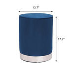Pouf ottoman rond capitonné en velours Adeco, finitions argentées