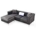 Canapé Paige en velours capitonné avec méridienne