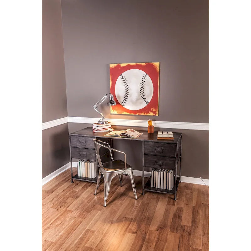 Bureau Elk Home Gunthery en métal graphite de 60 pouces de large