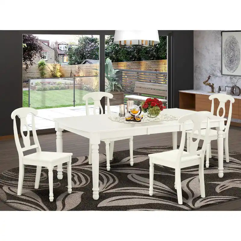 Ensemble de salle à manger East West Furniture - une table rectangulaire et des chaises de cuisine, blanc lin (option de pièces)
