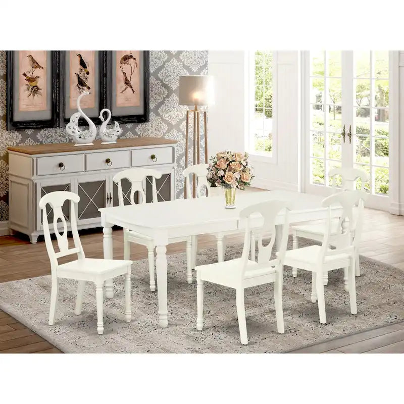 Ensemble de salle à manger East West Furniture - une table rectangulaire et des chaises de cuisine, blanc lin (option de pièces)