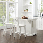 Îlot de cuisine Crosley Julia avec plateau en acier inoxydable et tabourets à dossier croisé - 50 cm (L) x 60 cm (P) x 41 cm (H)