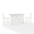Îlot de cuisine Crosley Julia avec plateau en acier inoxydable et tabourets à dossier croisé - 50 cm (L) x 60 cm (P) x 41 cm (H)