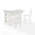 Îlot de cuisine Crosley Julia avec plateau en acier inoxydable et tabourets à dossier croisé - 50 cm (L) x 60 cm (P) x 41 cm (H)