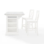 Îlot de cuisine Crosley Julia avec plateau en acier inoxydable et tabourets à dossier croisé - 50 cm (L) x 60 cm (P) x 41 cm (H)