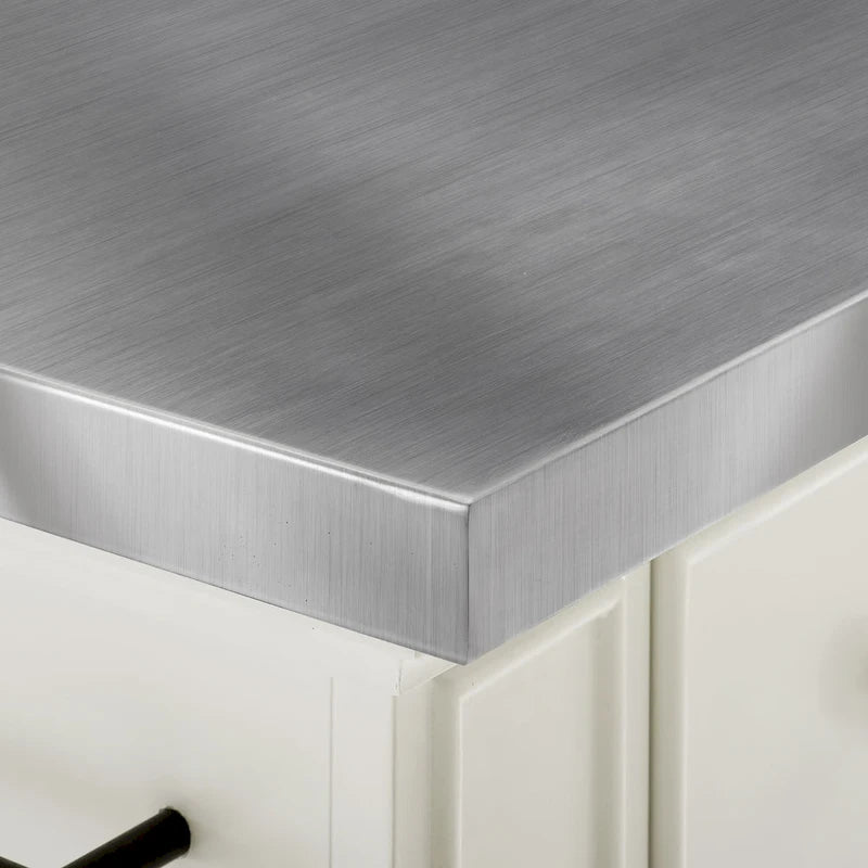 Îlot de cuisine Crosley Julia avec plateau en acier inoxydable et tabourets à dossier croisé - 50 cm (L) x 60 cm (P) x 41 cm (H)