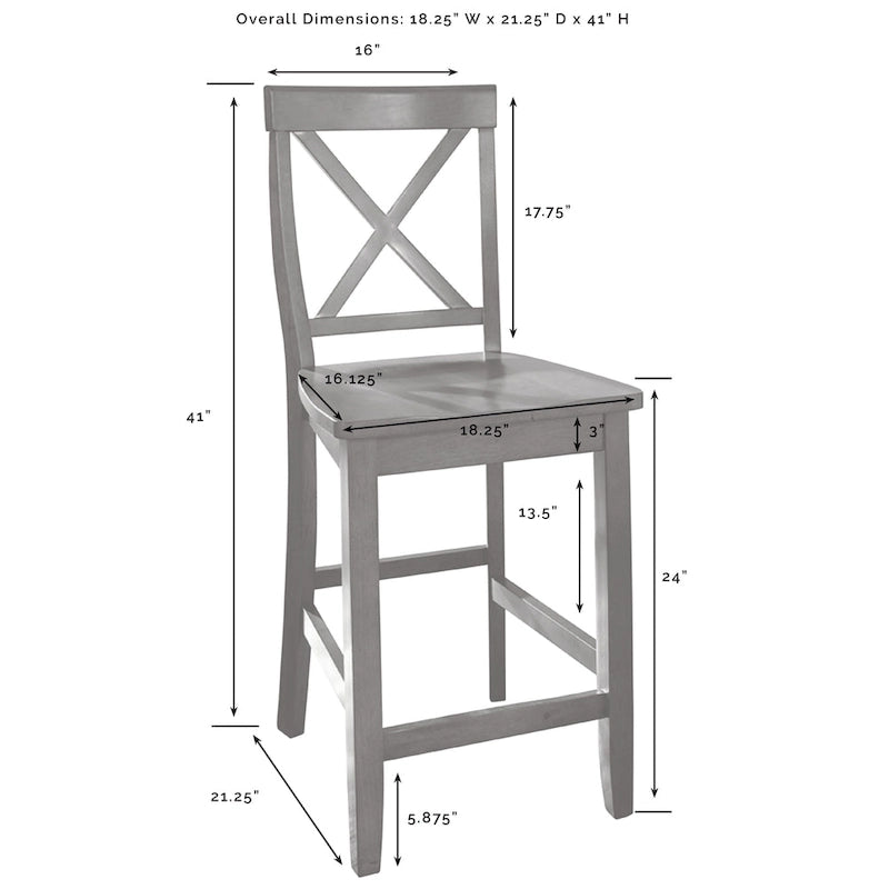 Îlot de cuisine Crosley Julia avec plateau en acier inoxydable et tabourets à dossier croisé - 50 cm (L) x 60 cm (P) x 41 cm (H)