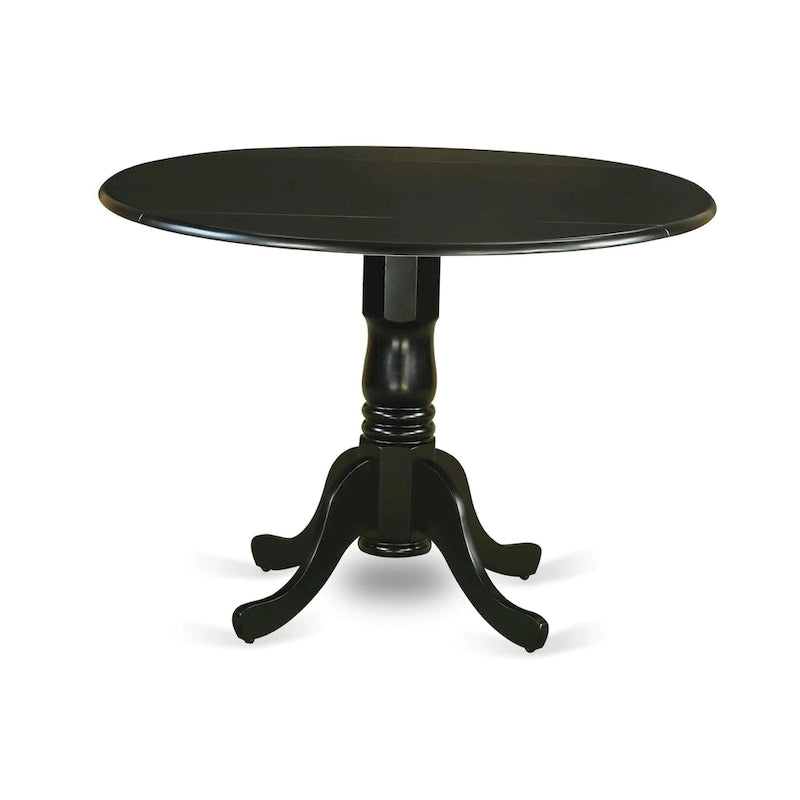 Ensemble de salle à manger East West Furniture : table de cuisine ronde et chaises en similicuir couleur crème au lait de poule, noir (nombre de pièces au choix)