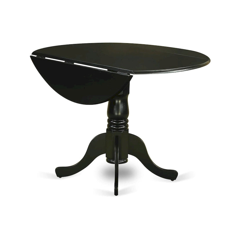 Ensemble de salle à manger East West Furniture : table de cuisine ronde et chaises en similicuir couleur crème au lait de poule, noir (nombre de pièces au choix)