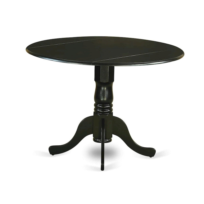 Ensemble de salle à manger East West Furniture : table de cuisine ronde et chaises en similicuir couleur crème au lait de poule, noir (nombre de pièces au choix)