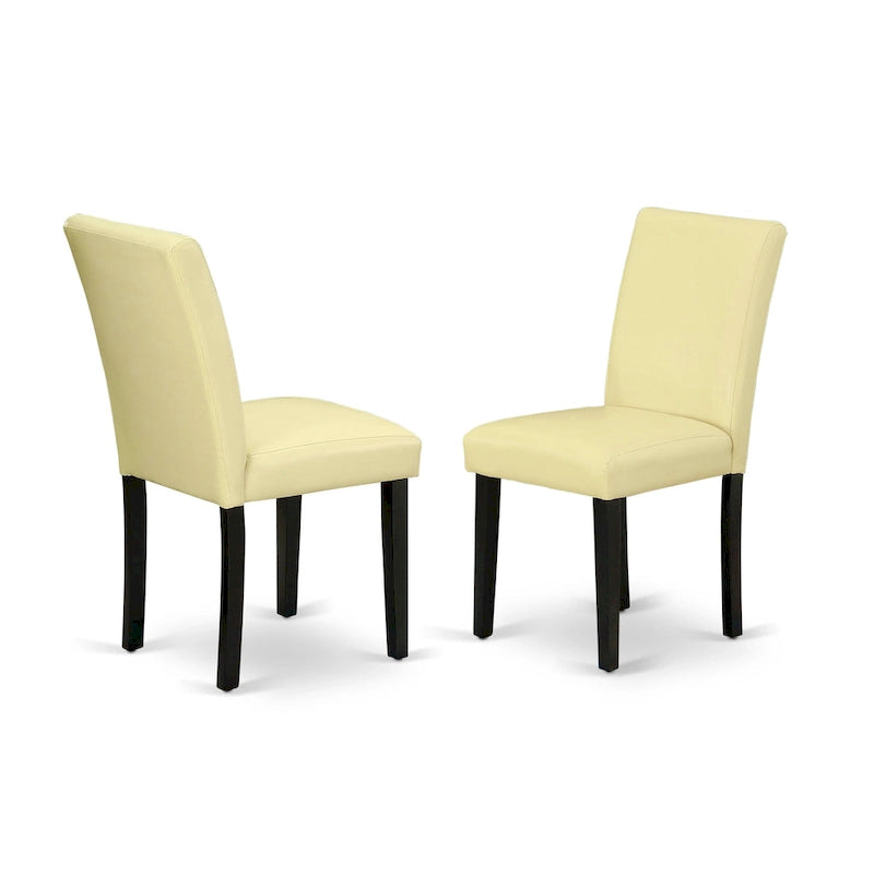 Ensemble de salle à manger East West Furniture : table de cuisine ronde et chaises en similicuir couleur crème au lait de poule, noir (nombre de pièces au choix)
