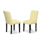 Ensemble de salle à manger East West Furniture : table de cuisine ronde et chaises en similicuir couleur crème au lait de poule, noir (nombre de pièces au choix)