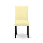 Ensemble de salle à manger East West Furniture : table de cuisine ronde et chaises en similicuir couleur crème au lait de poule, noir (nombre de pièces au choix)