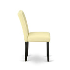 Ensemble de salle à manger East West Furniture : table de cuisine ronde et chaises en similicuir couleur crème au lait de poule, noir (nombre de pièces au choix)