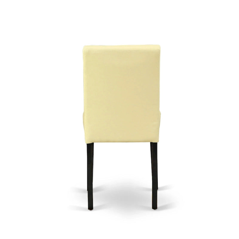 Ensemble de salle à manger East West Furniture : table de cuisine ronde et chaises en similicuir couleur crème au lait de poule, noir (nombre de pièces au choix)