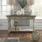 Table basse Morgan Creek Antique White avec accents tabac brossés