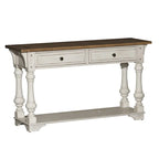 Table basse Morgan Creek Antique White avec accents tabac brossés