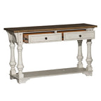 Table basse Morgan Creek Antique White avec accents tabac brossés