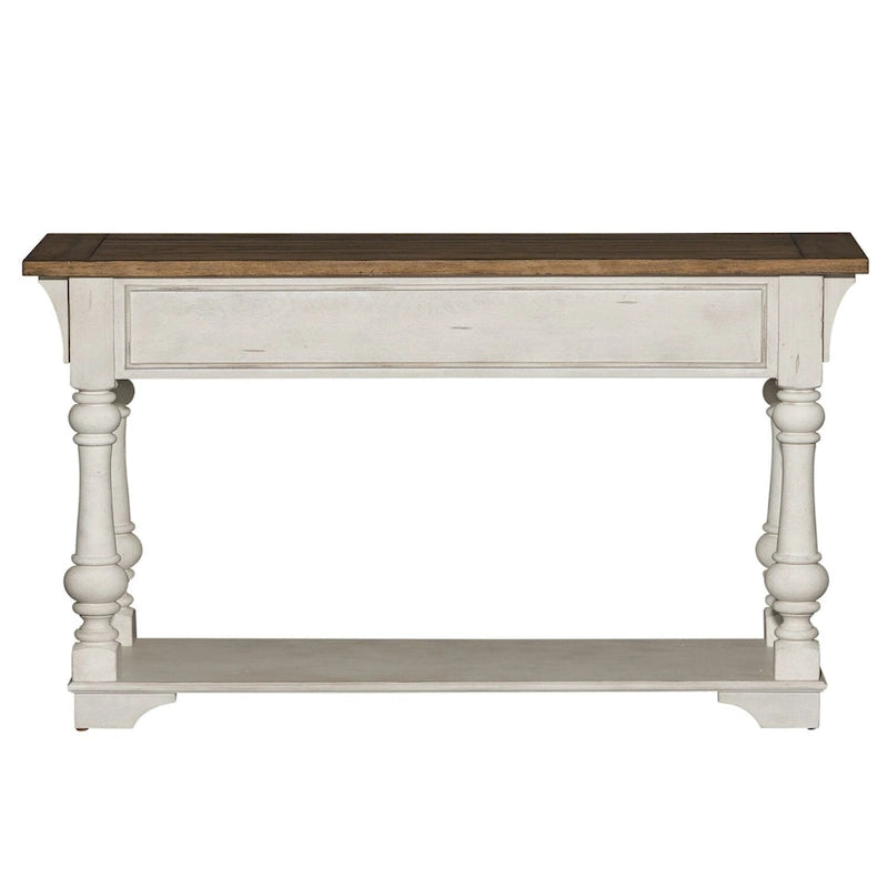 Table basse Morgan Creek Antique White avec accents tabac brossés