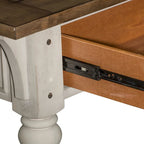 Table basse Morgan Creek Antique White avec accents tabac brossés