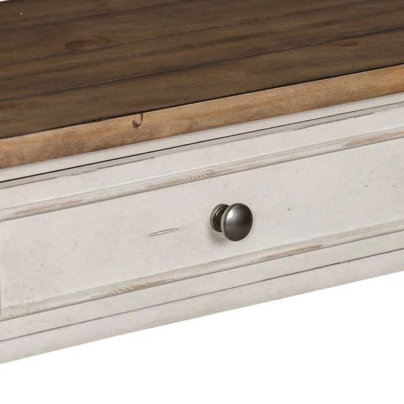 Table basse Morgan Creek Antique White avec accents tabac brossés