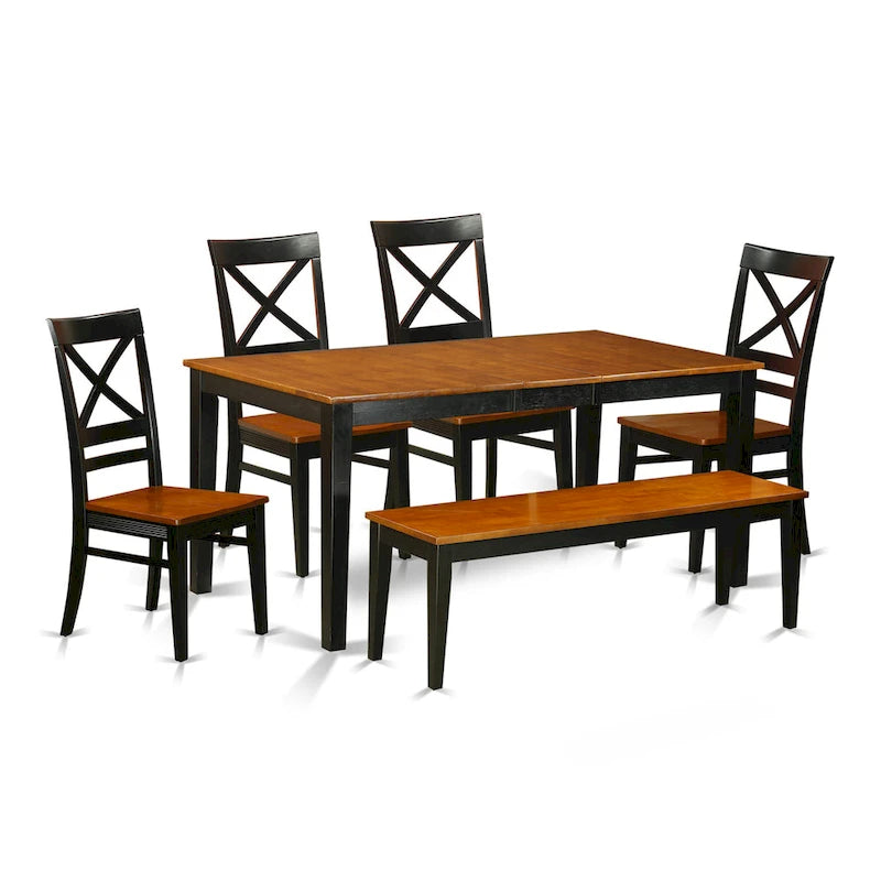 Ensemble de salle à manger East West Furniture comprenant une table de cuisine rectangulaire, des chaises et un banc (options de finition).
