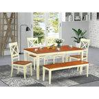 Ensemble de salle à manger East West Furniture comprenant une table de cuisine rectangulaire, des chaises et un banc (options de finition).