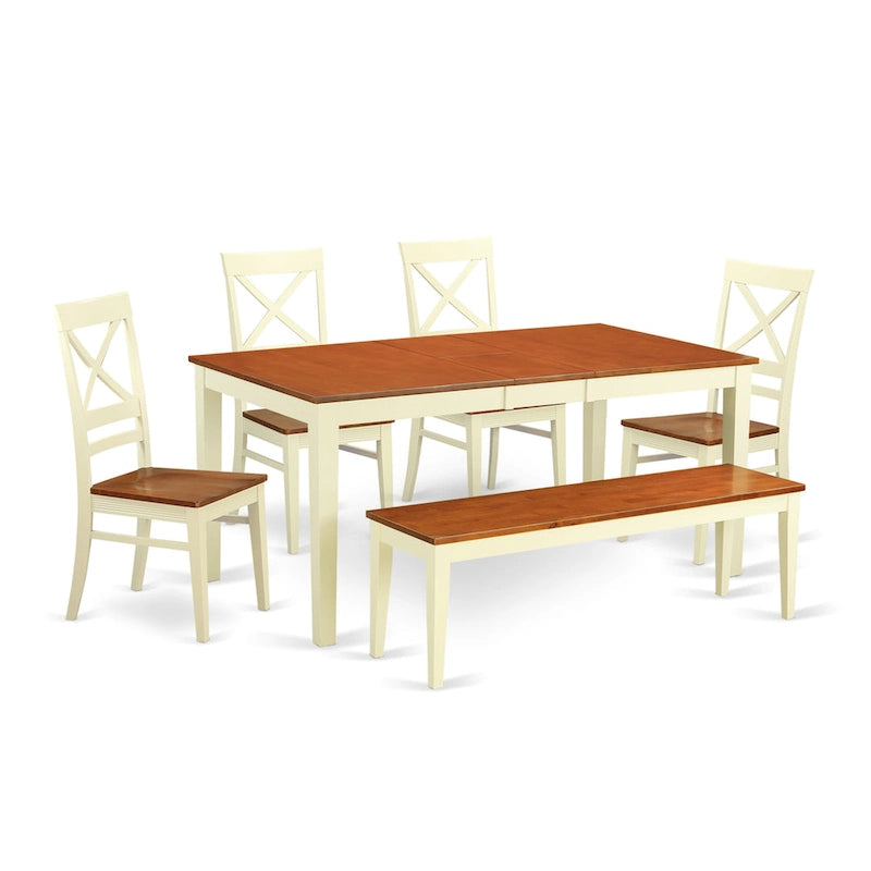 Ensemble de salle à manger East West Furniture comprenant une table de cuisine rectangulaire, des chaises et un banc (options de finition).