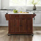 Chariot de cuisine Crosley pleine grandeur avec plateau en granit et finition acajou - 51,5 po L x 18 po P x 36,5 po H