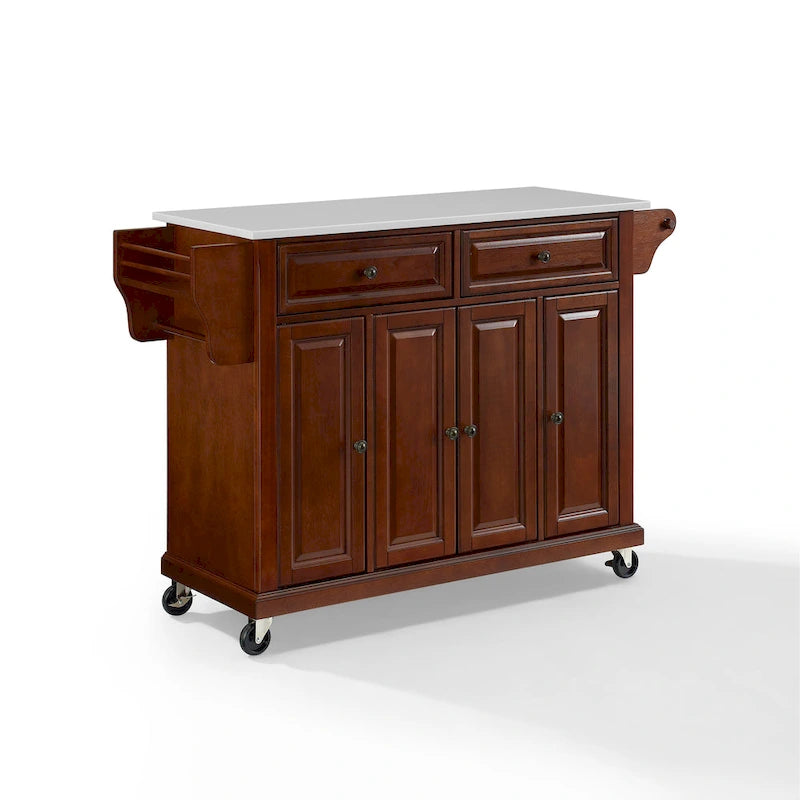 Chariot de cuisine Crosley pleine grandeur avec plateau en granit et finition acajou - 51,5 po L x 18 po P x 36,5 po H