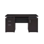 Bureau d'ordinateur luxueux avec 2 tiroirs et un placard, marron
