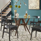Table de salle à manger ronde Sheeba, style moderne du milieu du siècle, piètement en noyer, par iNSPIRE Q Modern