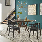 Table de salle à manger ronde Sheeba, style moderne du milieu du siècle, piètement en noyer, par iNSPIRE Q Modern