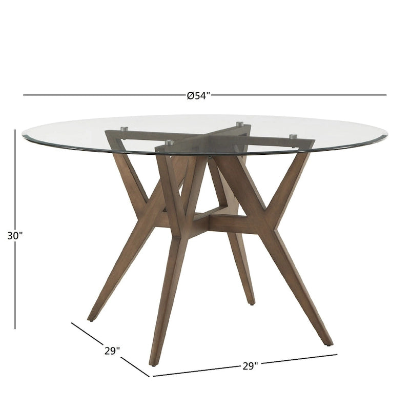 Table de salle à manger ronde Sheeba, style moderne du milieu du siècle, piètement en noyer, par iNSPIRE Q Modern