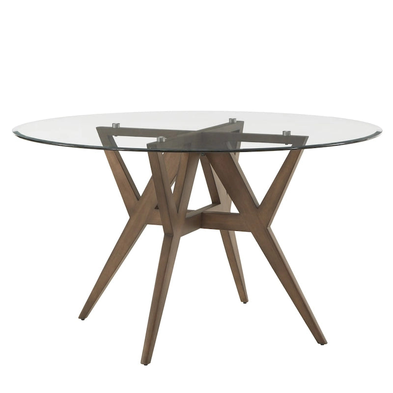 Table de salle à manger ronde Sheeba, style moderne du milieu du siècle, piètement en noyer, par iNSPIRE Q Modern