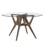 Table de salle à manger ronde Sheeba, style moderne du milieu du siècle, piètement en noyer, par iNSPIRE Q Modern